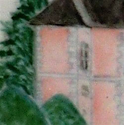 Détail d'un portrait de propriété réalisé sur porcelaine